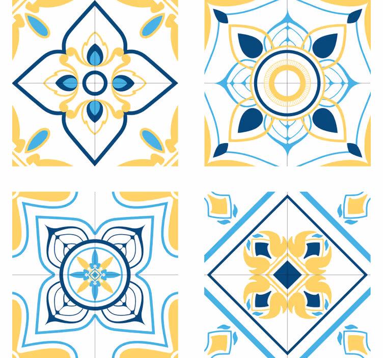 Bases para copos azulejos com padrões geométricos - TenStickers