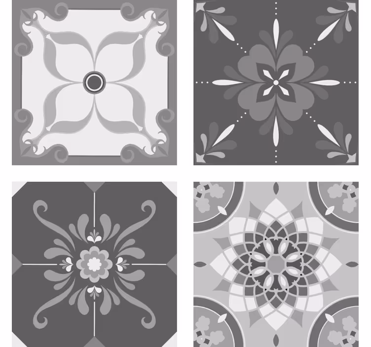 Bases para copos de padrão cinza intricado - TenStickers