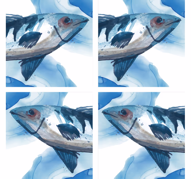 Bases para copos ilustração de peixes em aquarela - TenStickers