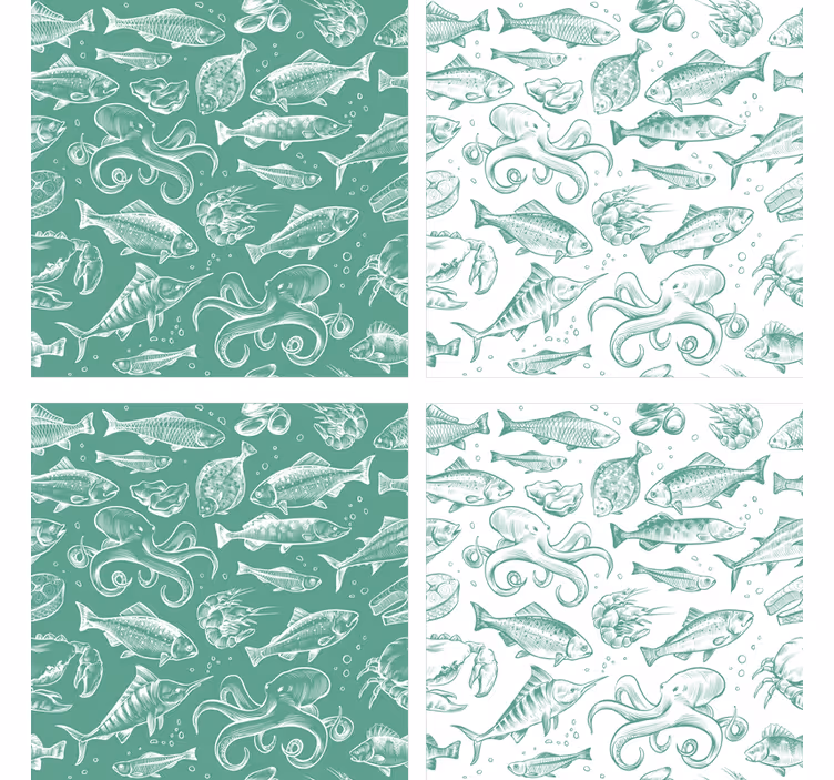 Bases para copos de estampa de frutos do mar - TenStickers