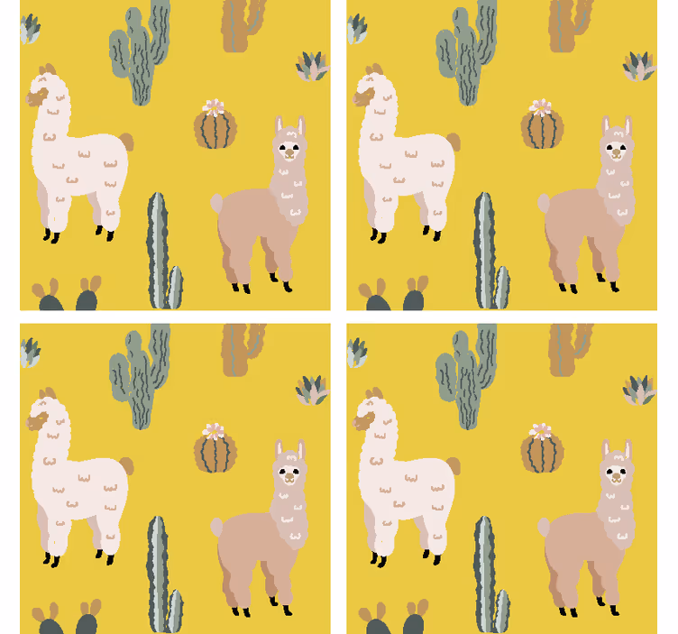 Bases para copos com estampa de lhama e cacto - TenStickers