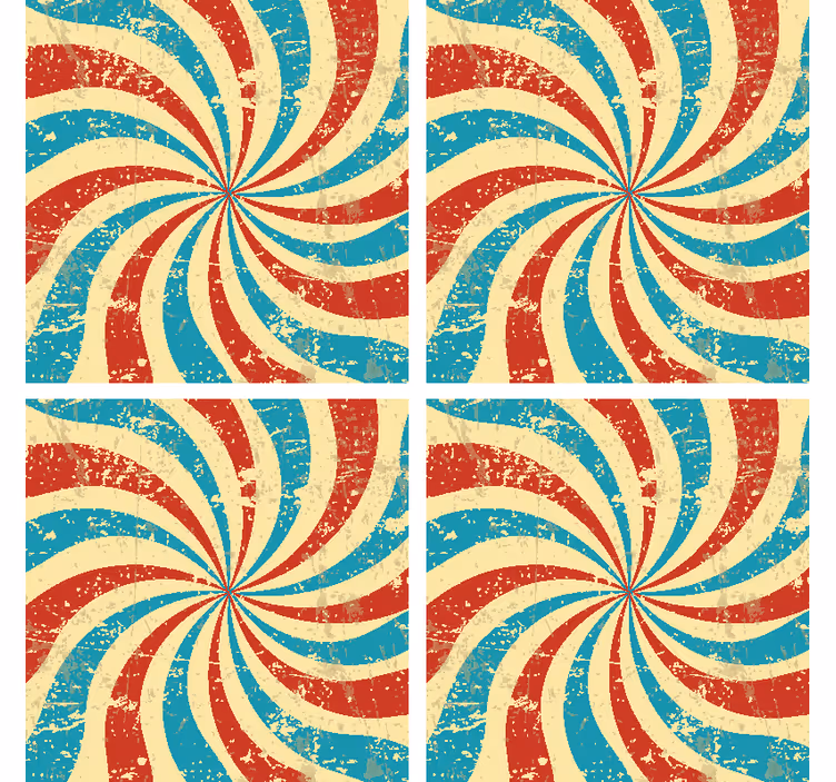 Bases para copos vintage com padrão vermelho e azul - TenStickers