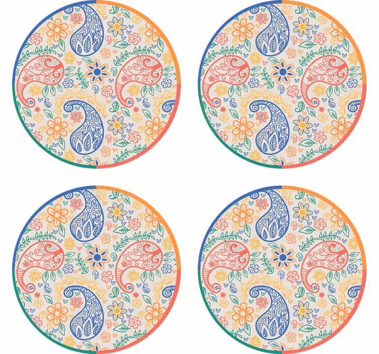 Bases para copos com padrões florais coloridos - TenStickers