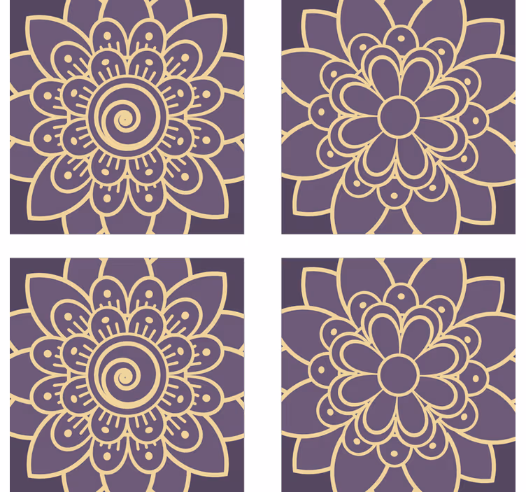 Bases para copos de padrões dourados florais - TenStickers