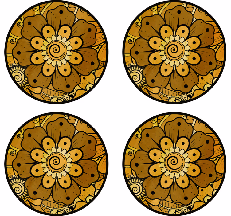 Bases para copos de padrão floral intrincado - TenStickers