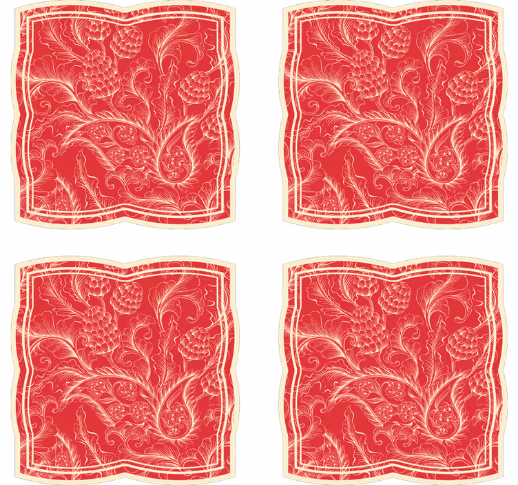 Bases para copos de padrão floral ornado - TenStickers
