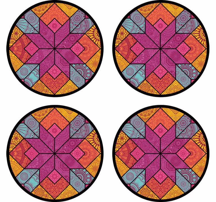 Bases para copos de arranjo geométrico vibrante - TenStickers