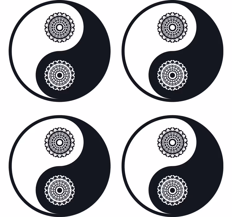Bases para copos padrões de mandala yin yang - TenStickers
