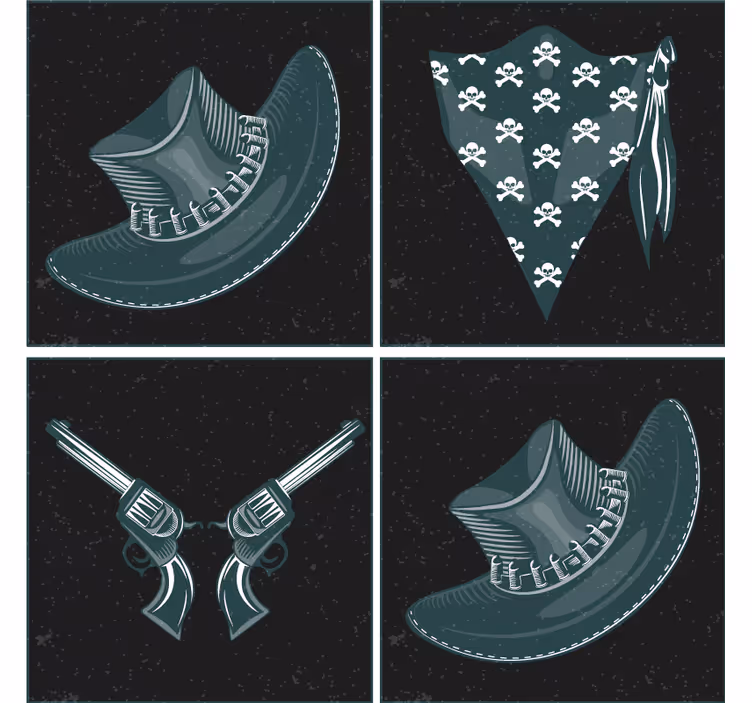 Bases para copos revólveres cruzados e bandana - TenStickers