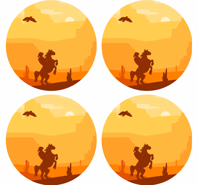 Bases para copos vintage cena do deserto ao pôr do sol - TenStickers