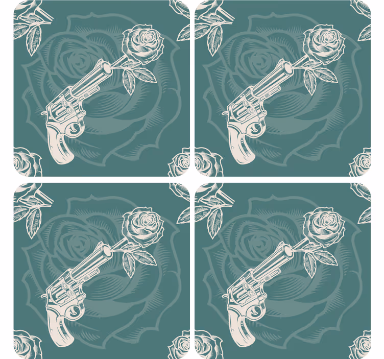 Bases para copos revólver com rosa - TenStickers