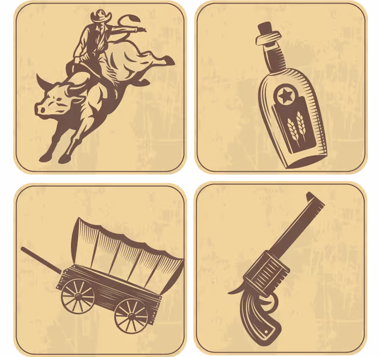 Cowboy montando uma base para copos de touro - TenStickers