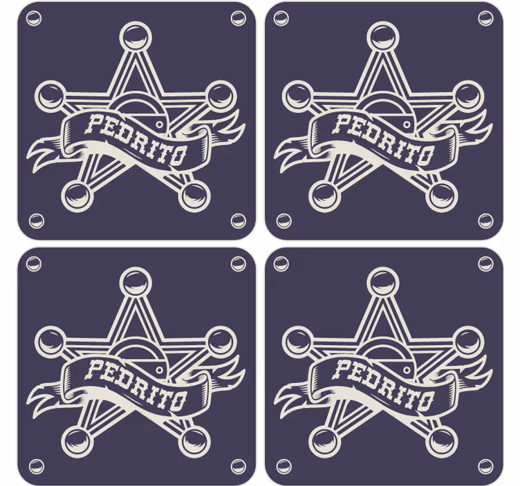 Bases para copos vintage com insígnia de xerife - TenStickers