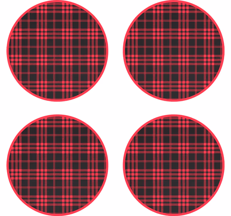 Bases para copos de natal Padrão tartan de natal - TenStickers