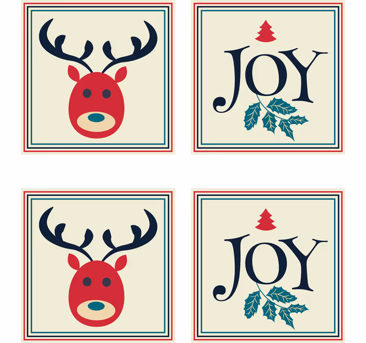 Bases para copos de natal renas e azevinho - TenStickers