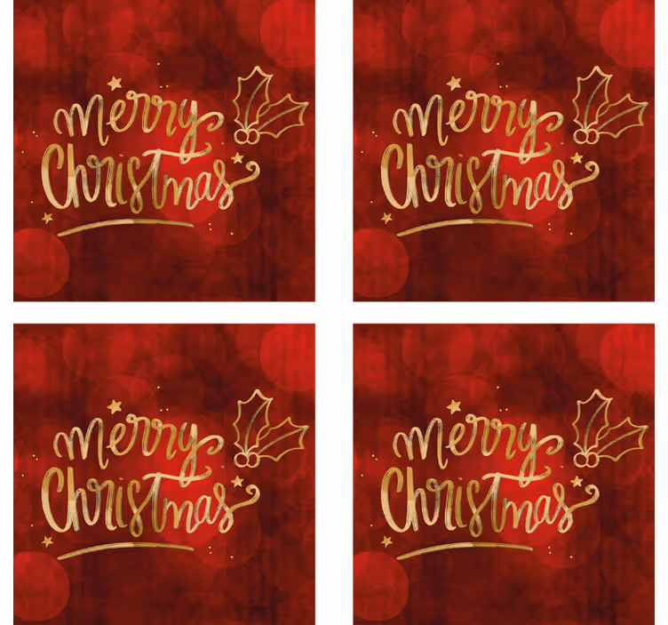 Bases para copos de natal Feliz natal em vermelho - TenStickers