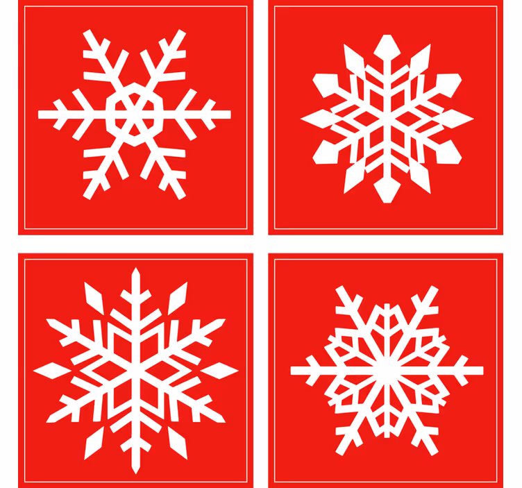 Bases para copos de natal Flocos de neve vermelhos - TenStickers