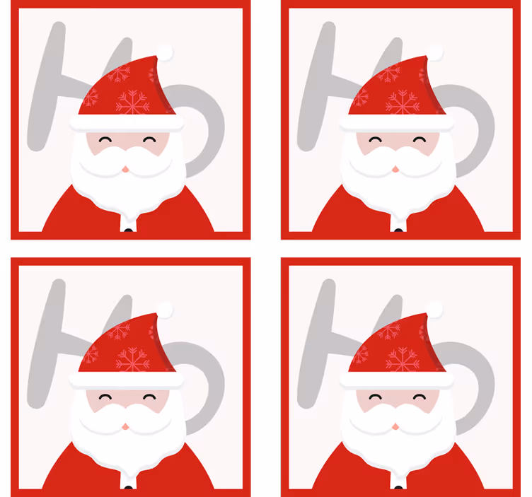 Bases para copos de natal Papai noel e hohoho - TenStickers