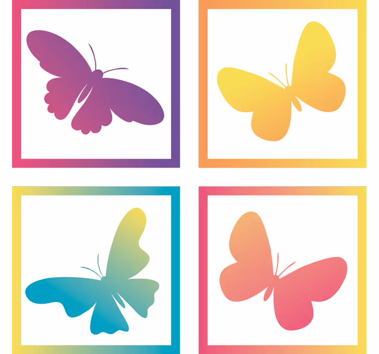 Bases para copos modernas silhuetas de borboletas coloridas - TenStickers