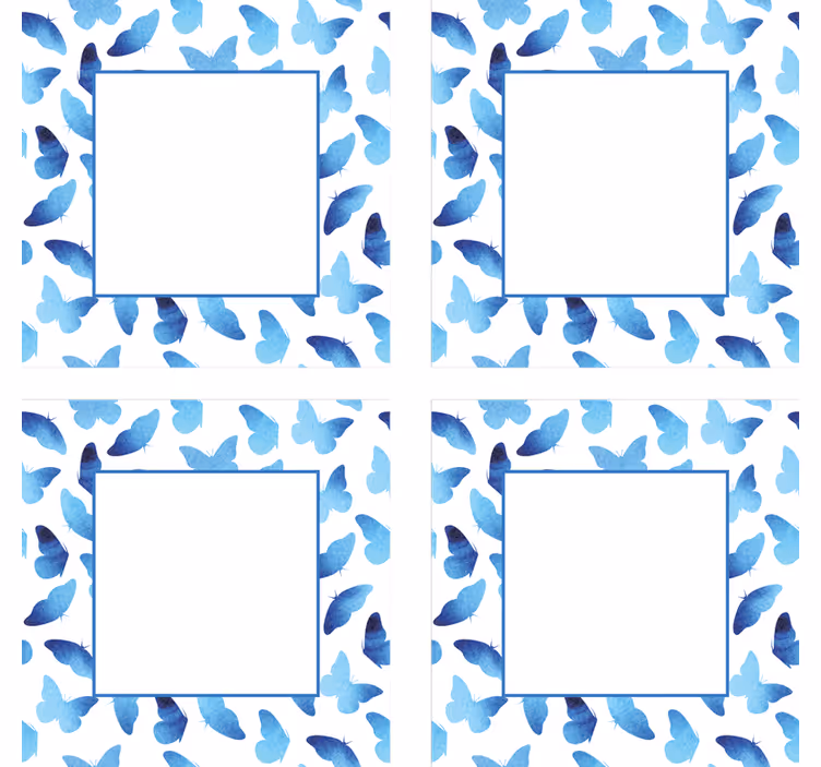 Bases para copos personalizáveis com padrão borboleta azul - TenStickers