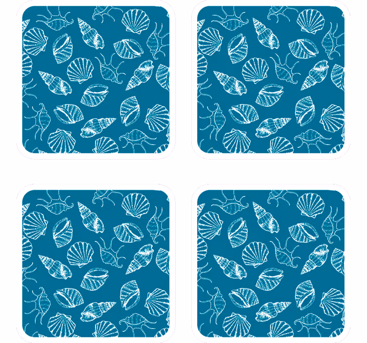 Bases para copos de fundo com padrões de conchas - TenStickers