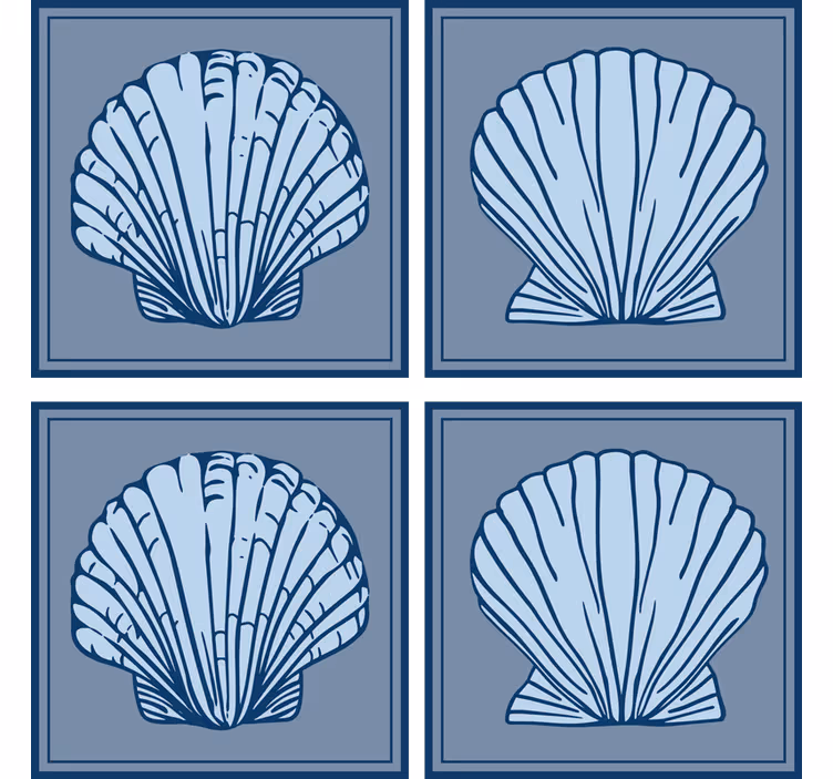 Bases para copos com padrão de conchas estilizadas - TenStickers