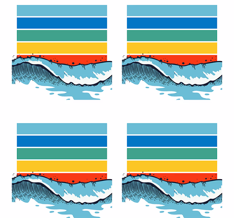 Bases para copos de padrão de ondas coloridas - TenStickers