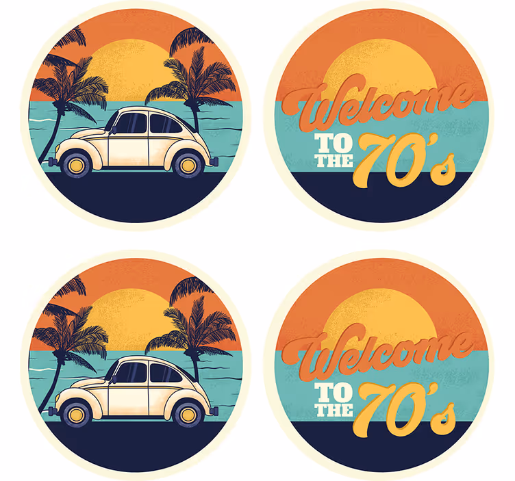 Bases para copos vintage Bem vindo aos anos 70 - TenStickers