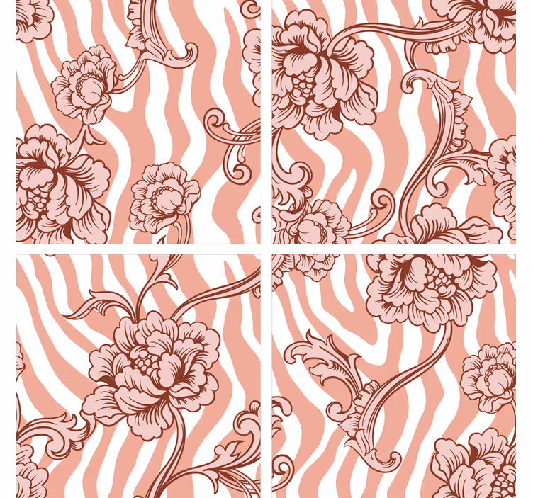 Bases para copos de padrão onda floral - TenStickers