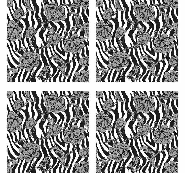 Bases para copos de padrão floral de zebra - TenStickers