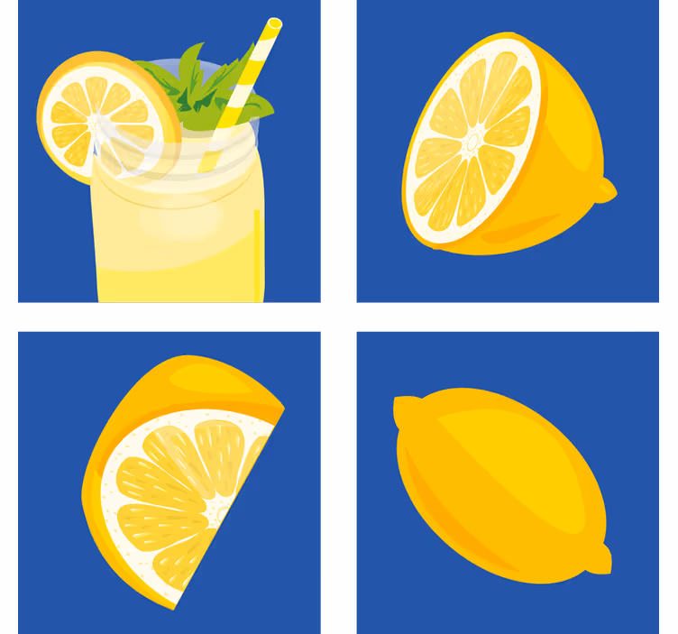 Bases para copos azulejos bebida refrescante de limão - TenStickers