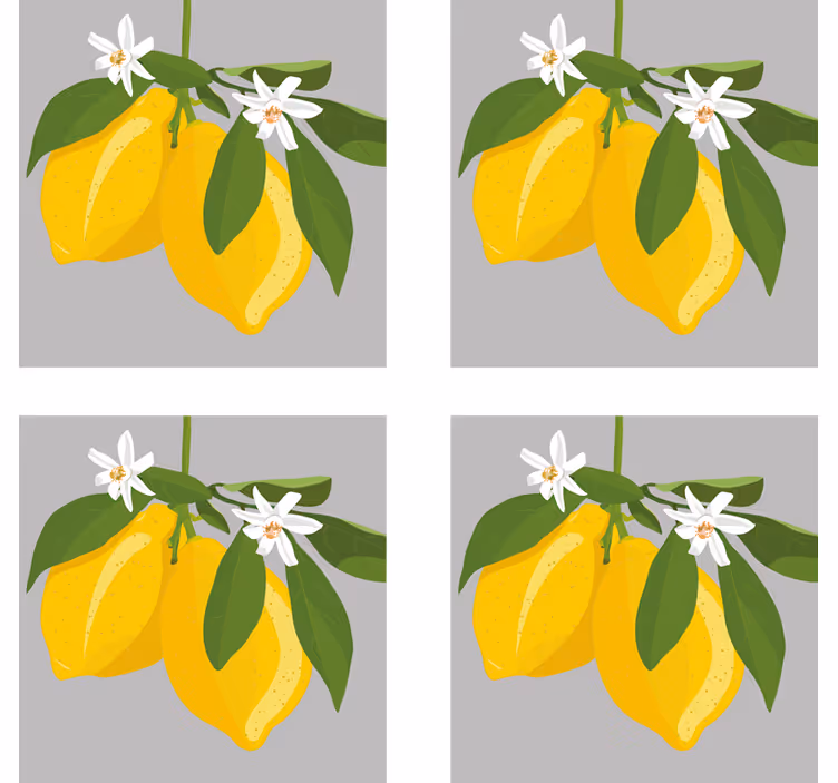 Bases para copos modernas limões amarelos com folhas - TenStickers