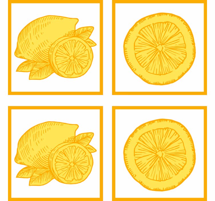 Bases para copos de ilustrações de frutas cítricas - TenStickers