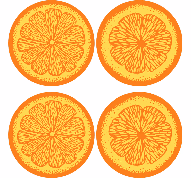 Bases para copos modernas com padrão de fatias de cítricos - TenStickers