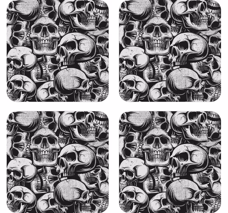 Bases para copos padrão de caveira monocromático - TenStickers