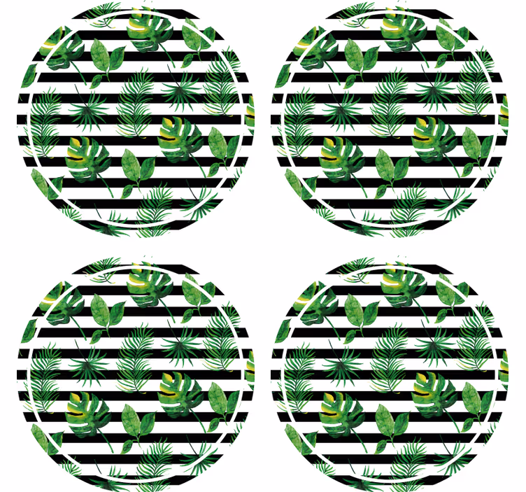 Bases para copos de ideia de folha tropical - TenStickers
