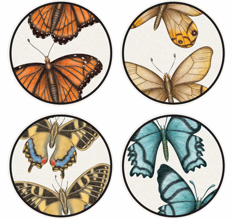 Bases para copos conjunto de borboletas coloridas - TenStickers