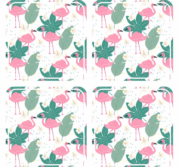 Bases para copos com padrão de flamingo e folhas - TenStickers