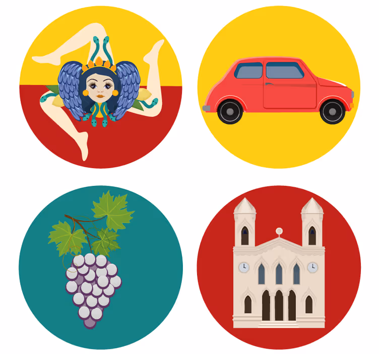 Bases para copos modernas uvas da mitologia siciliana - TenStickers