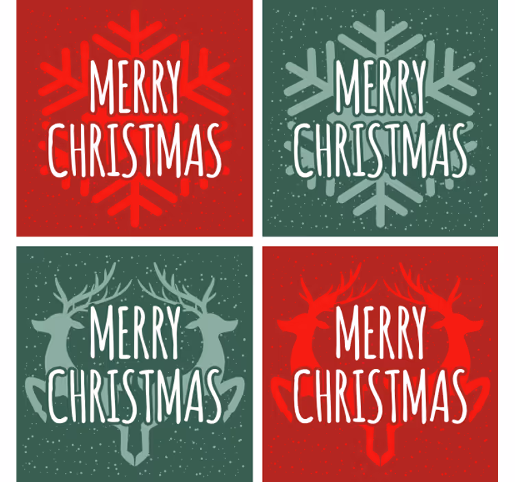Bases para copos de natal Texto vermelho e verde - TenStickers