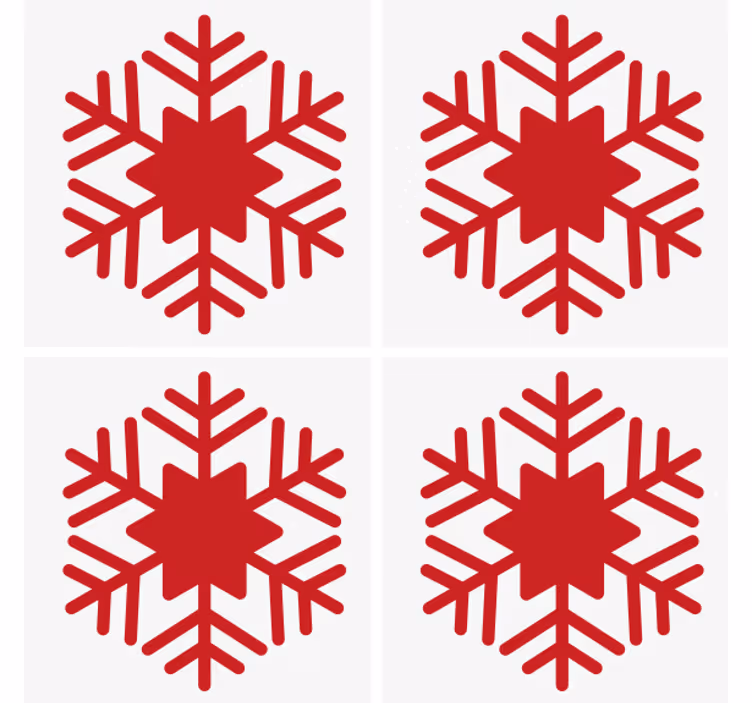 Bases para copos de natal Floco de neve vermelho - TenStickers