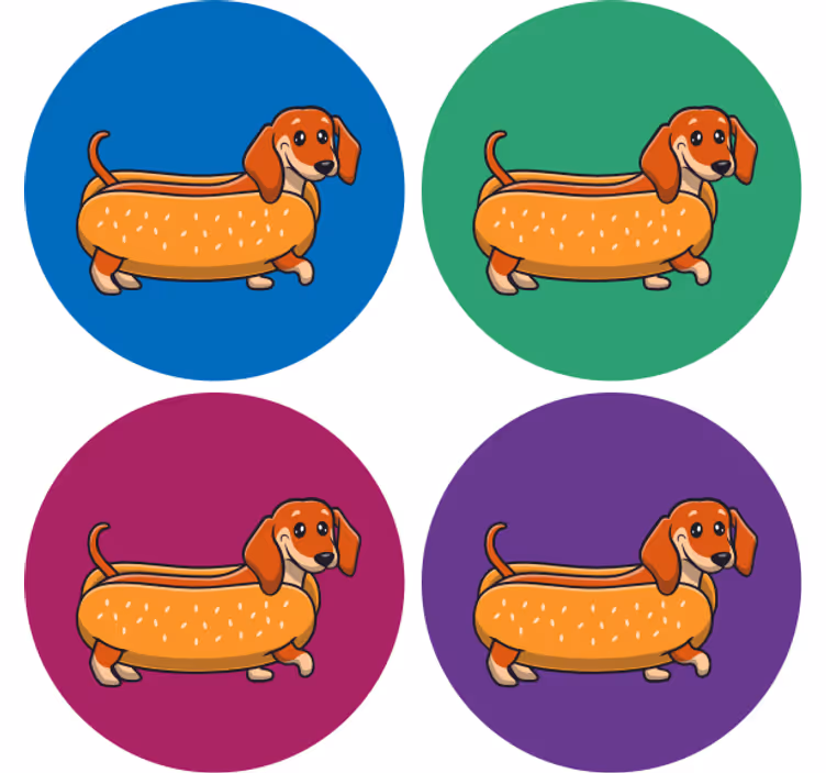 Bases para copos cachorrinho salsichinha divertido - TenStickers