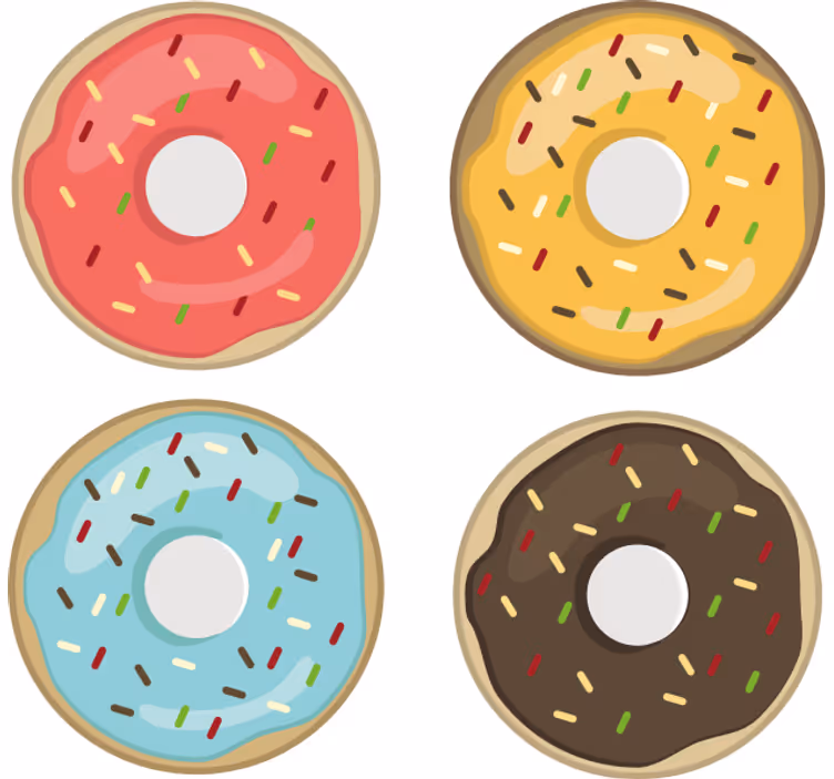 Bases para copos com designs de donuts coloridos - TenStickers