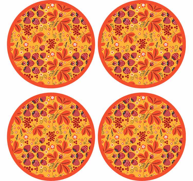 Bases para copos de estampa floral vibrante - TenStickers