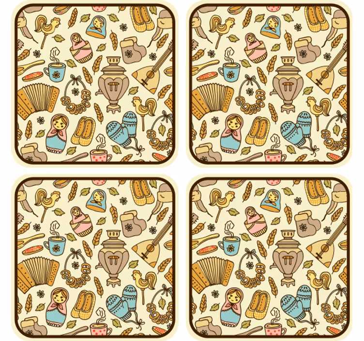 Bases para copos com motivos de arte popular divertidos - TenStickers