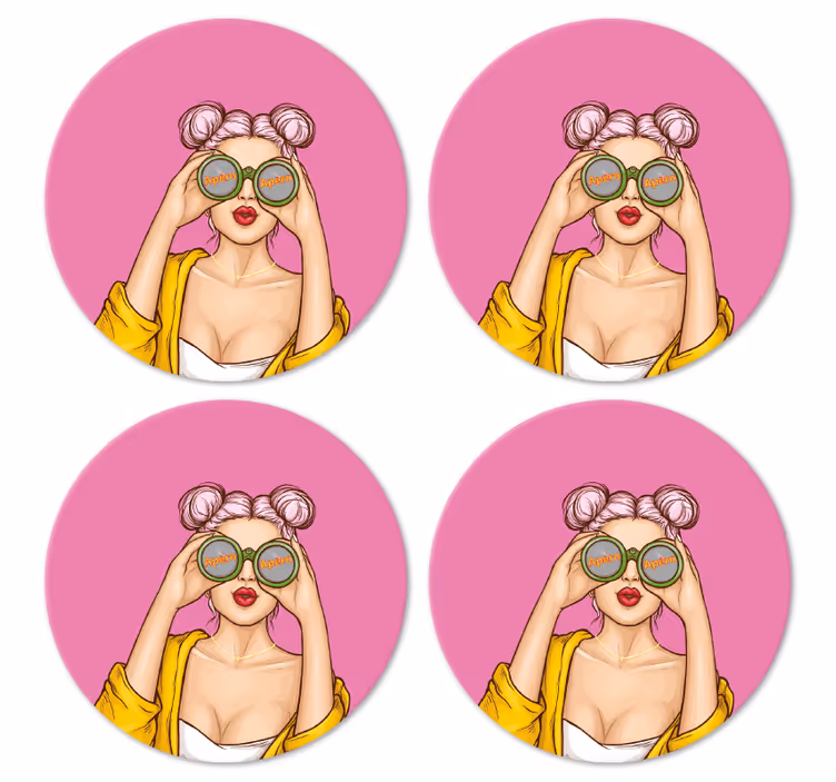 Bases para copos personagem divertido com Óculos - TenStickers