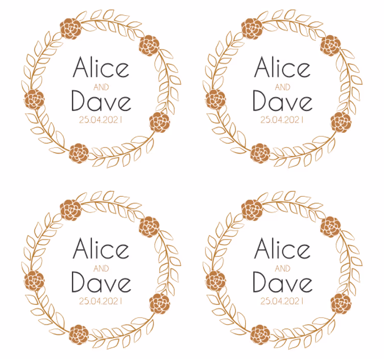 Bases para copos casamentos design personalizado floral - TenStickers