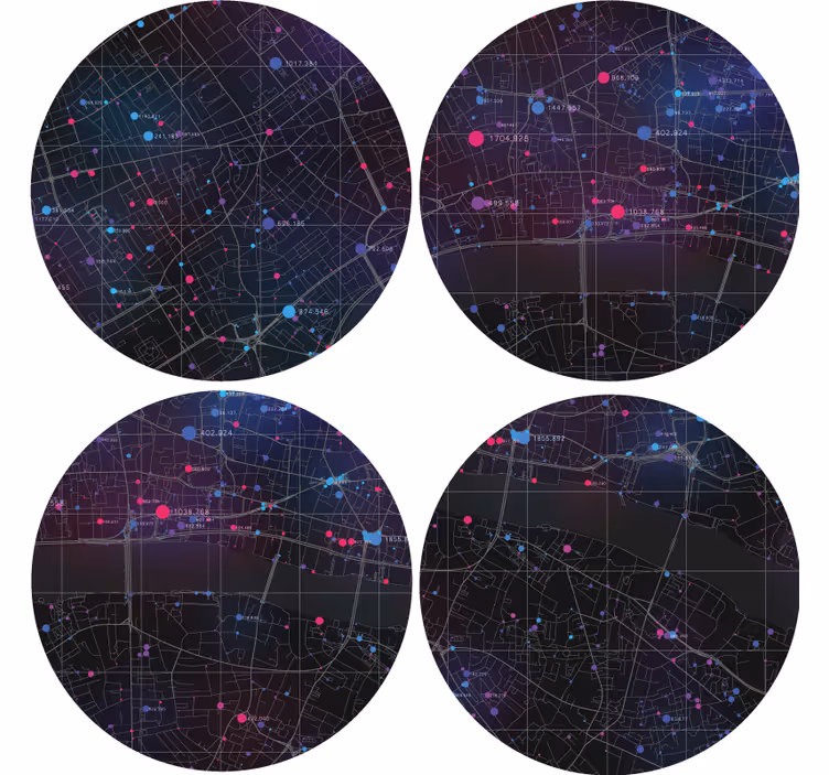 Bases para copos de padrão de mapa abstrato - TenStickers