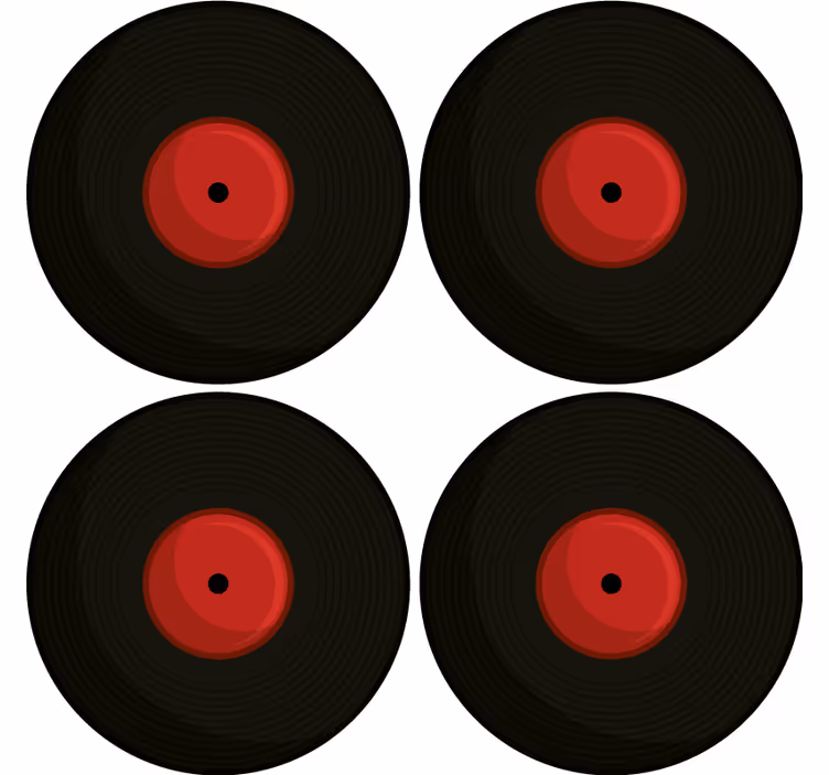 Bases para copos vintage com design de discos de vinil - TenStickers