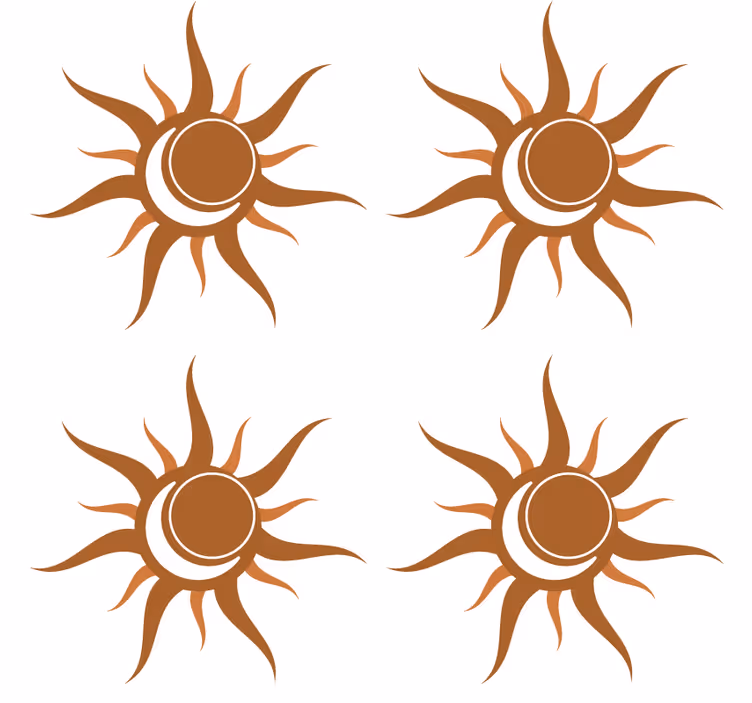 Bases para copos de símbolo solar com curvas - TenStickers